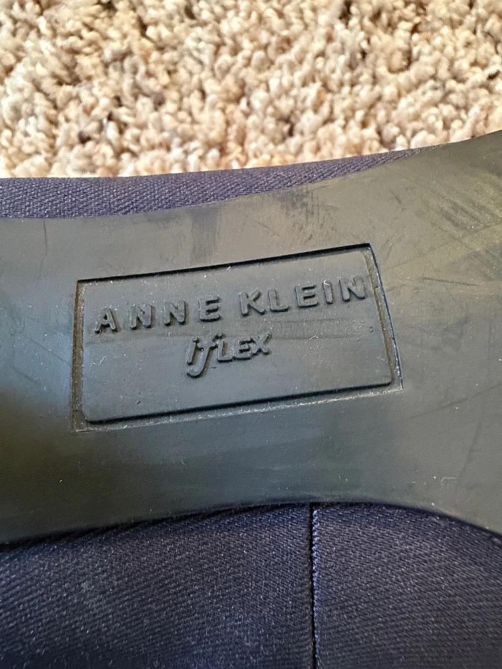 Anne Klein Navy Low Heel Pumps with Satin Buckle - Picture 8 of 9